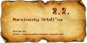 Marsinszky Urbána névjegykártya